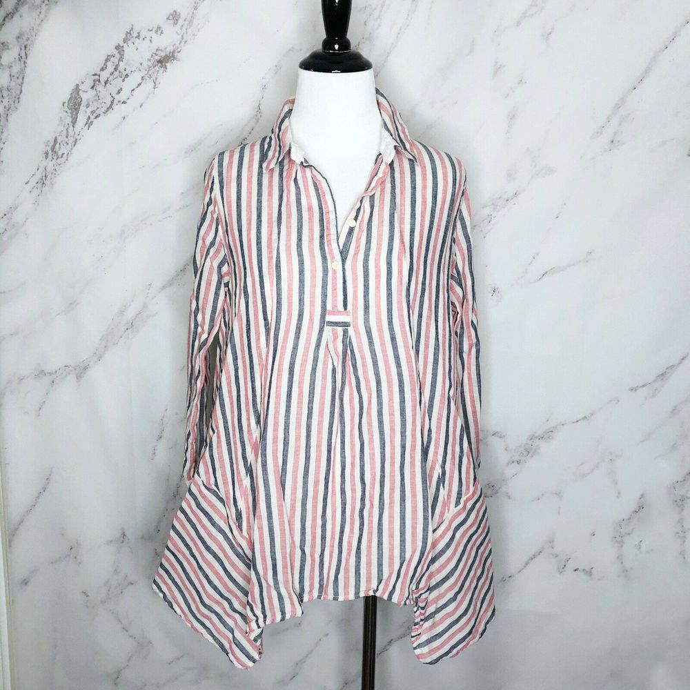 Anthro Isabella Sinclair Red Stripe Asymmetric Top